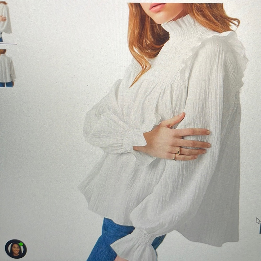 French Connection boza crinkled smocked top